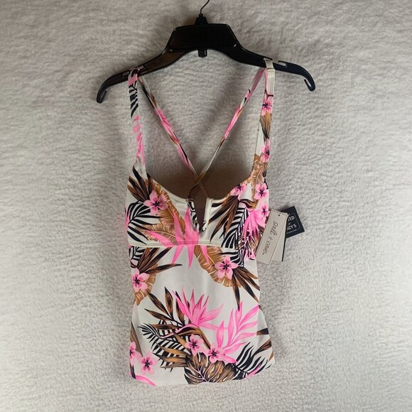 Salt + Cove Tankini Top Women's Medium Multicolor Tropical Stretch V-Wire S9454 - Picture 1 of 8
